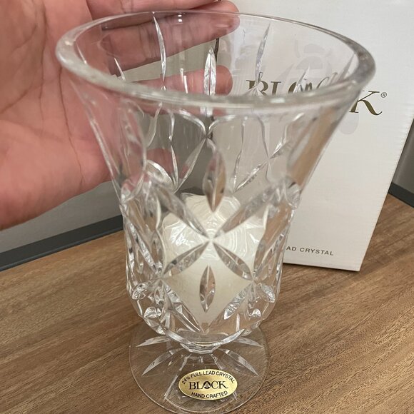 Vintage Crystal Vase & Votive still BRAND NEW w/box. 24% Full Lead Block Crystal - Picture 2 of 8